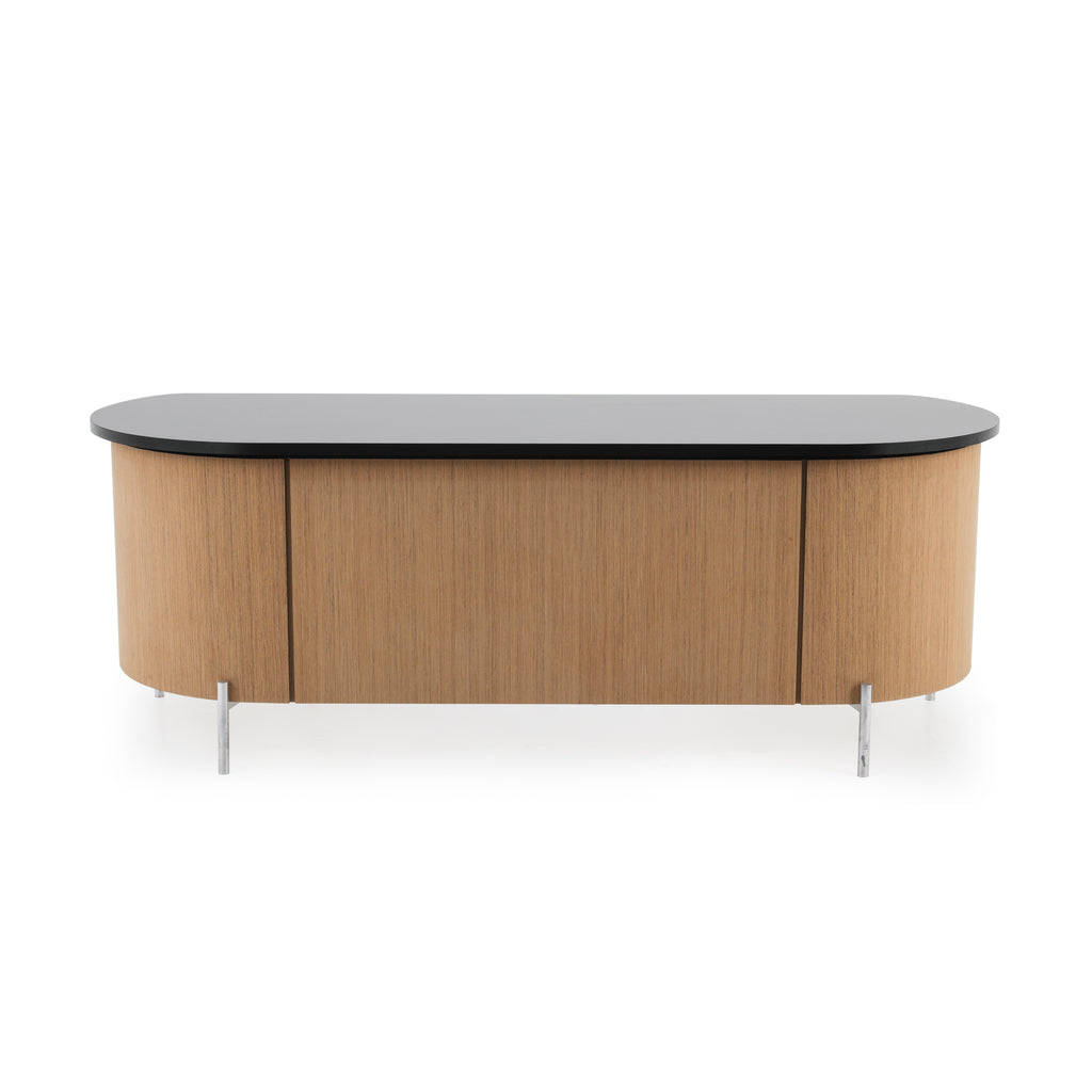 Light Wood Desk with Black Top