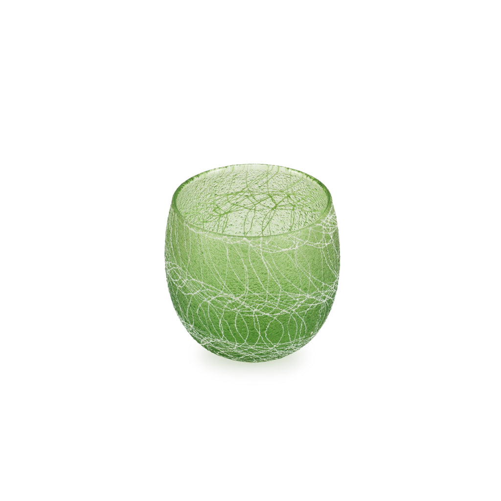 Green / White Drizzle Vintage Glassware