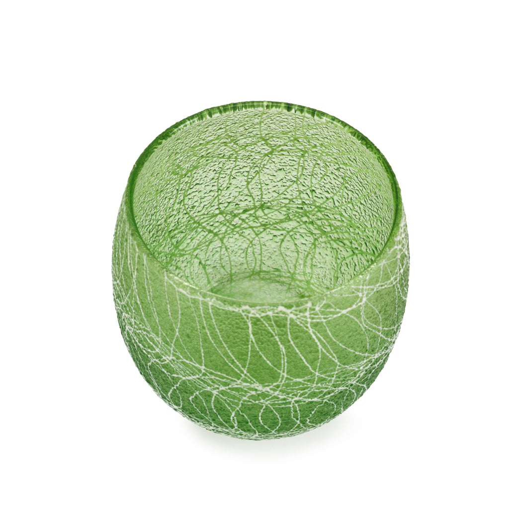 Green / White Drizzle Vintage Glassware