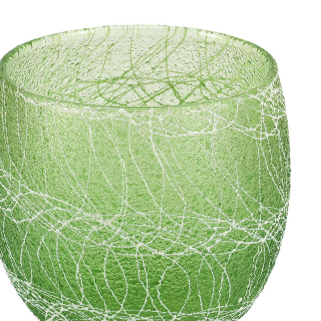 Green / White Drizzle Vintage Glassware