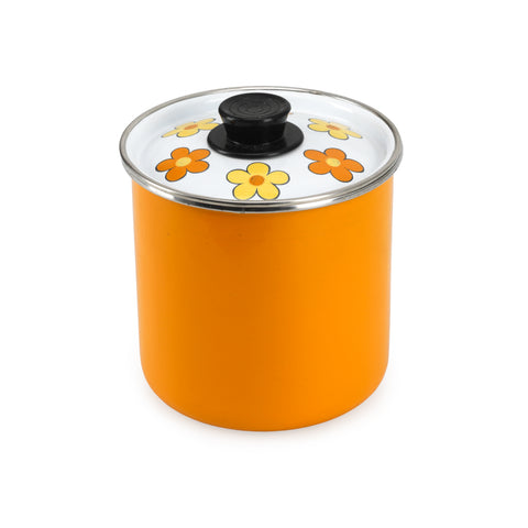 Floral / Orange / White Tall Cooking Pot