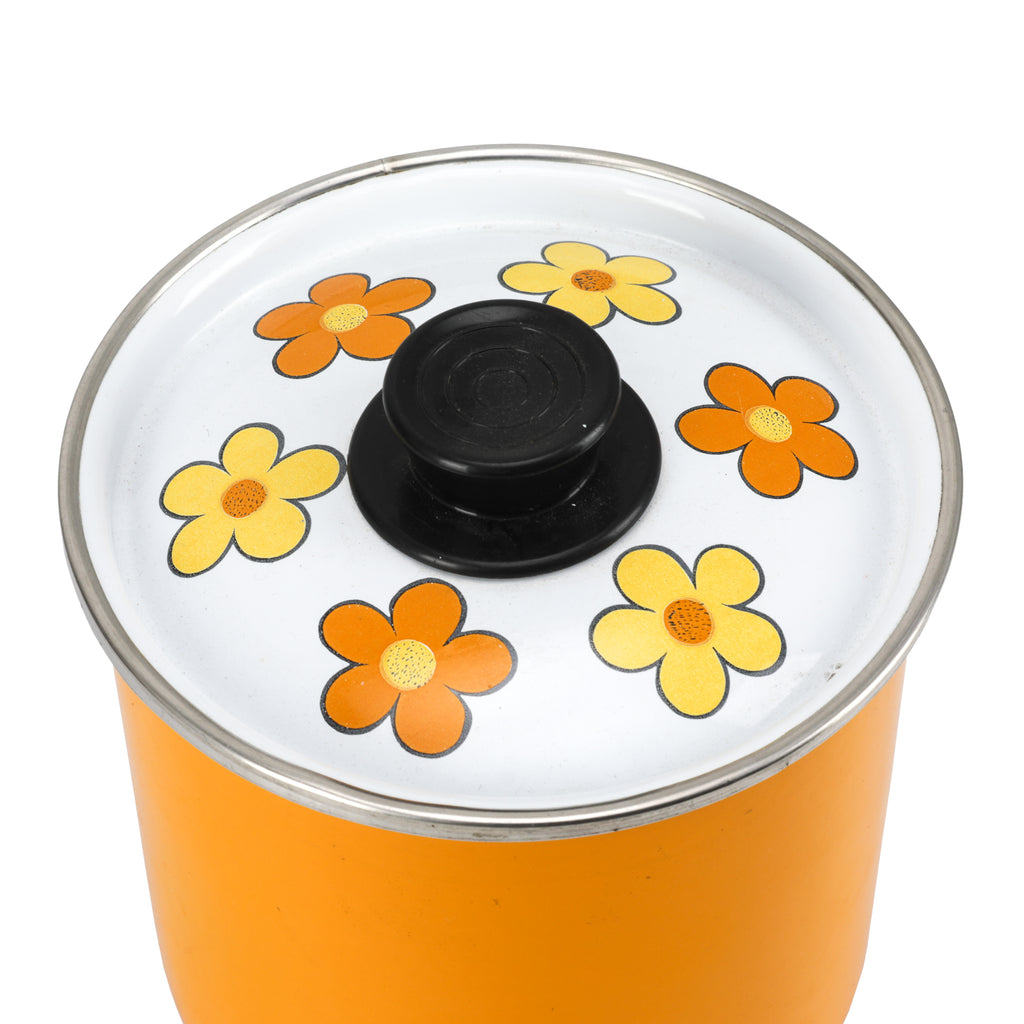 Floral / Orange / White Tall Cooking Pot