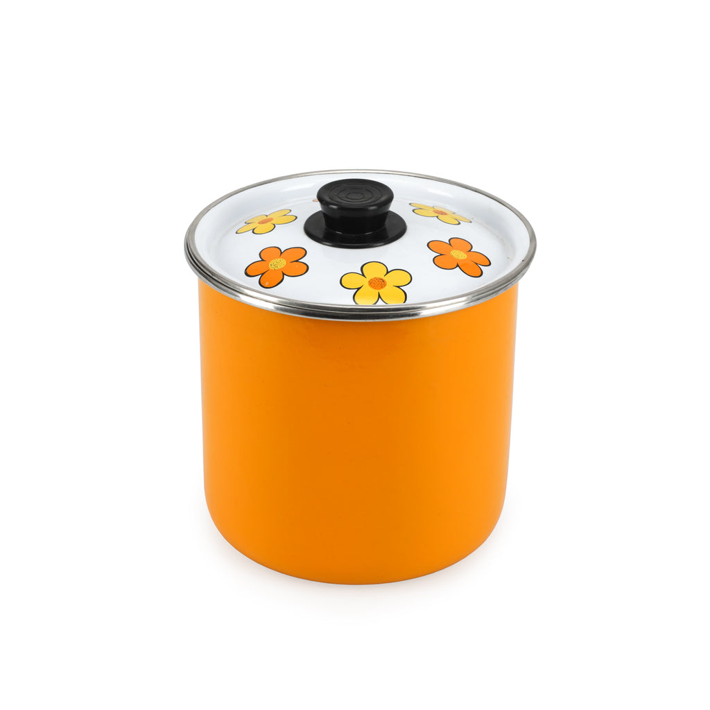 Floral / Orange / White Short Cooking Pot