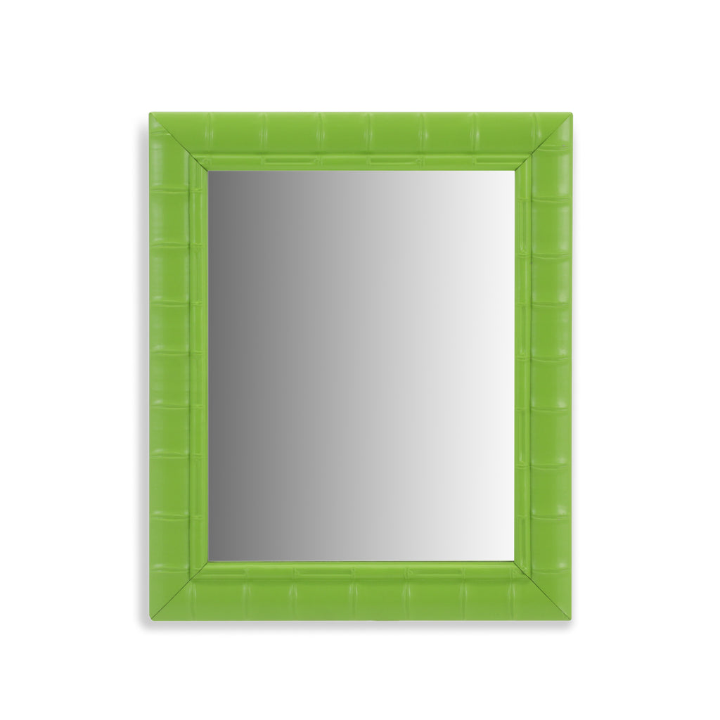 Green Metal Grooved Wall Mirror