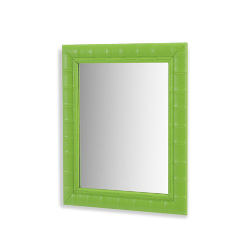 Green Metal Grooved Wall Mirror