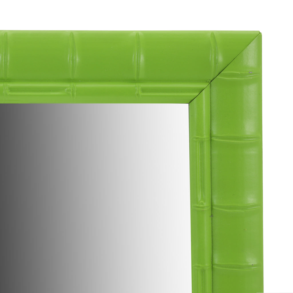 Green Metal Grooved Wall Mirror