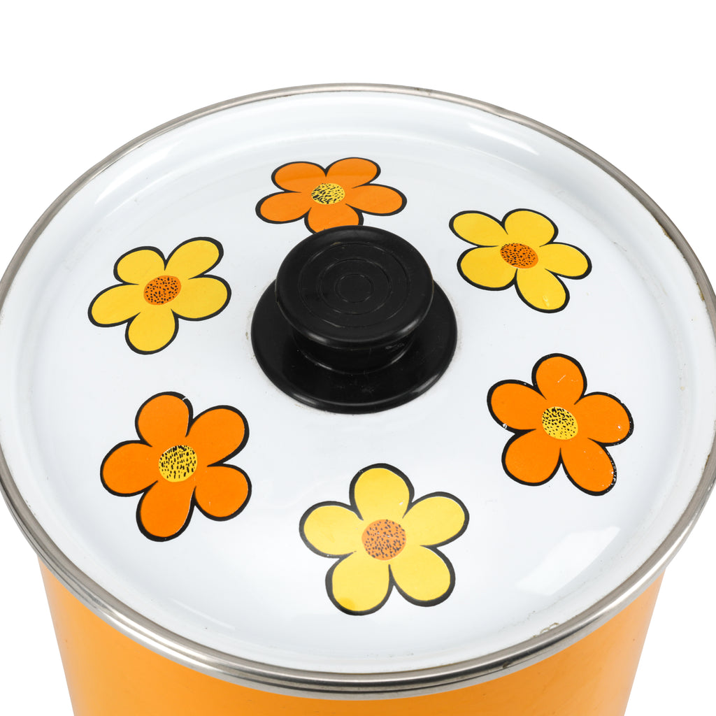 Floral / Orange / White Medium Cooking Pot