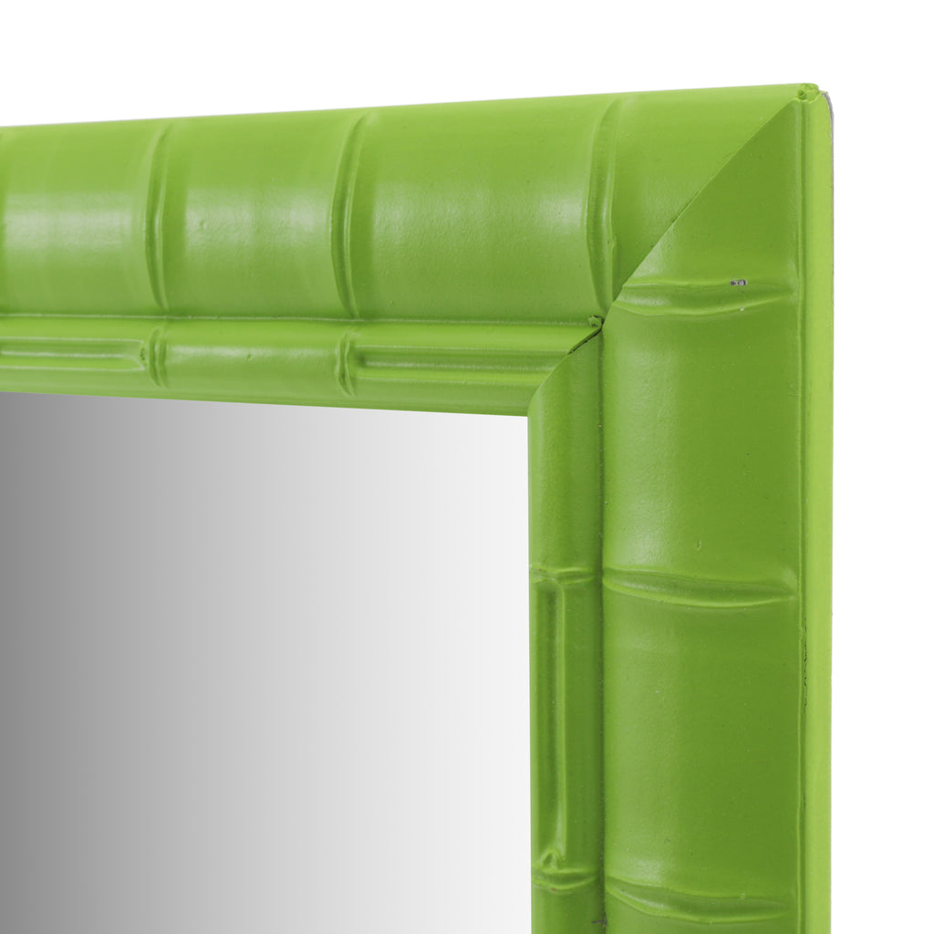 Green Metal Grooved Wall Mirror