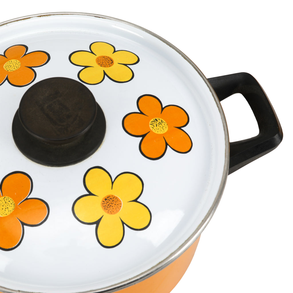 Floral / Orange / White Wide Cooking Pot