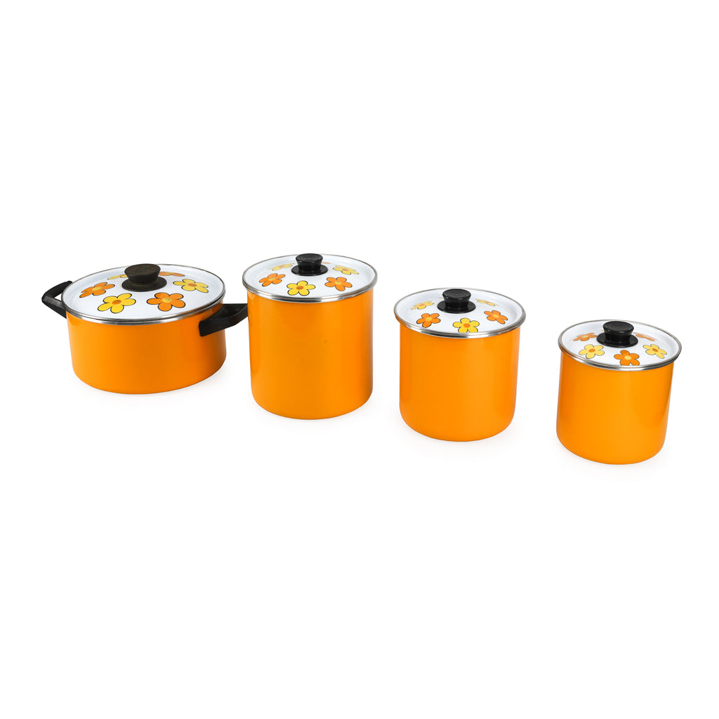 Floral / Orange / White Medium Cooking Pot