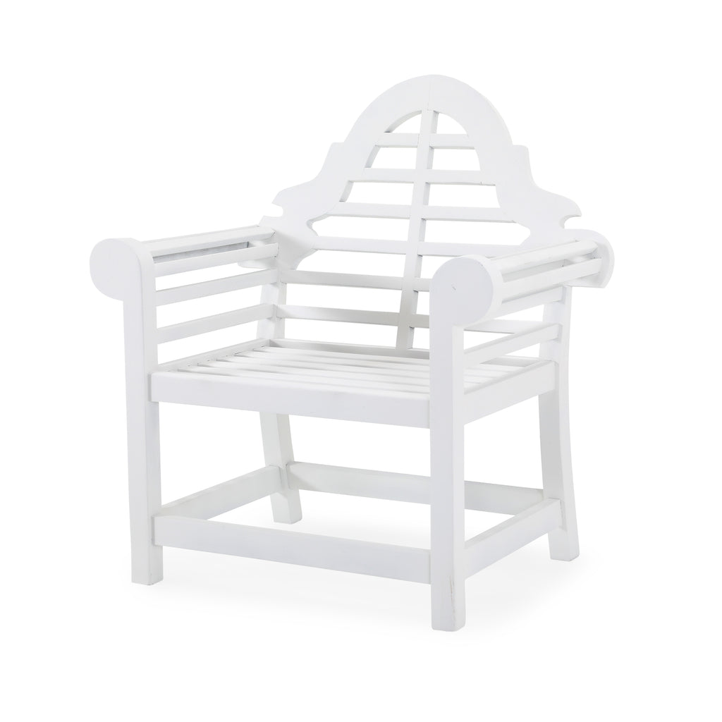 White Outdoor Slatted Wood Armchair
