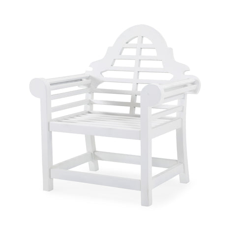 White Outdoor Slatted Wood Armchair