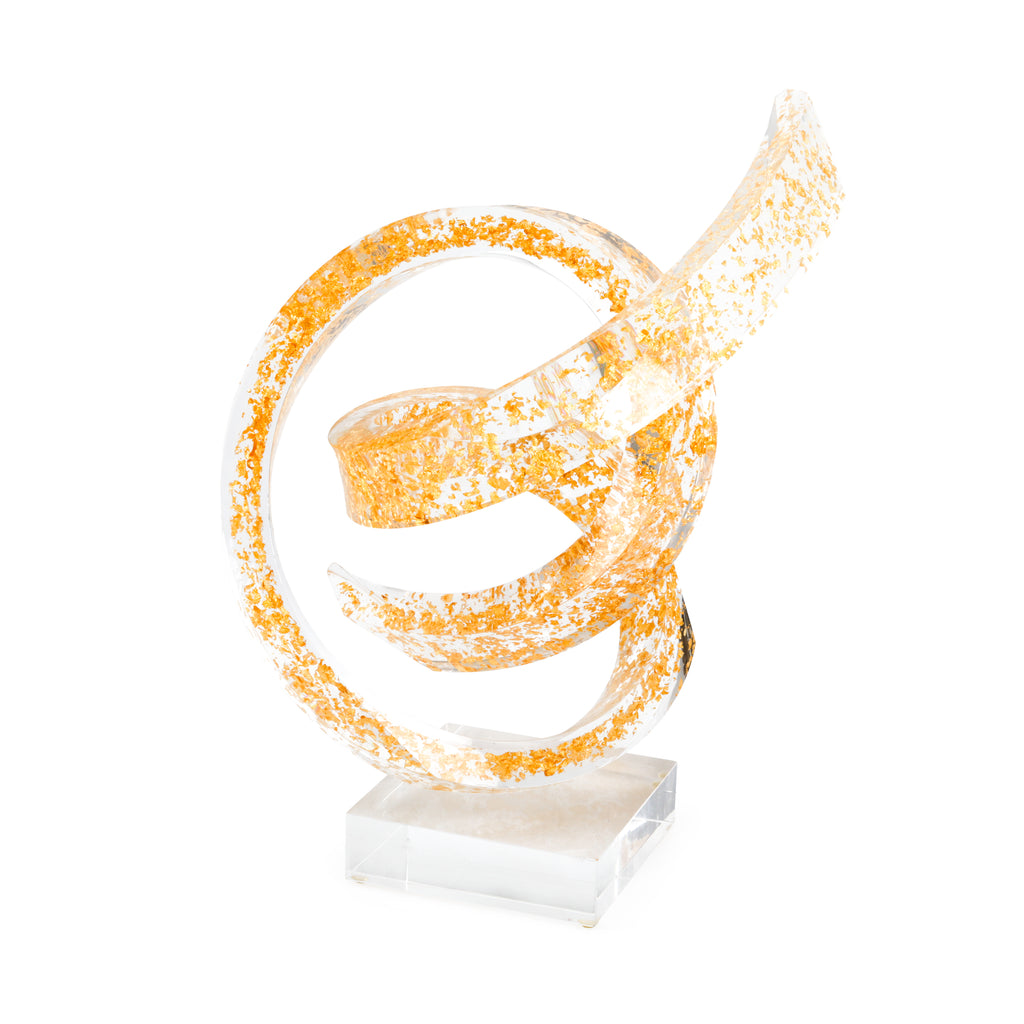 Gold Flake Twisted Lucite Sculpture (A+D)