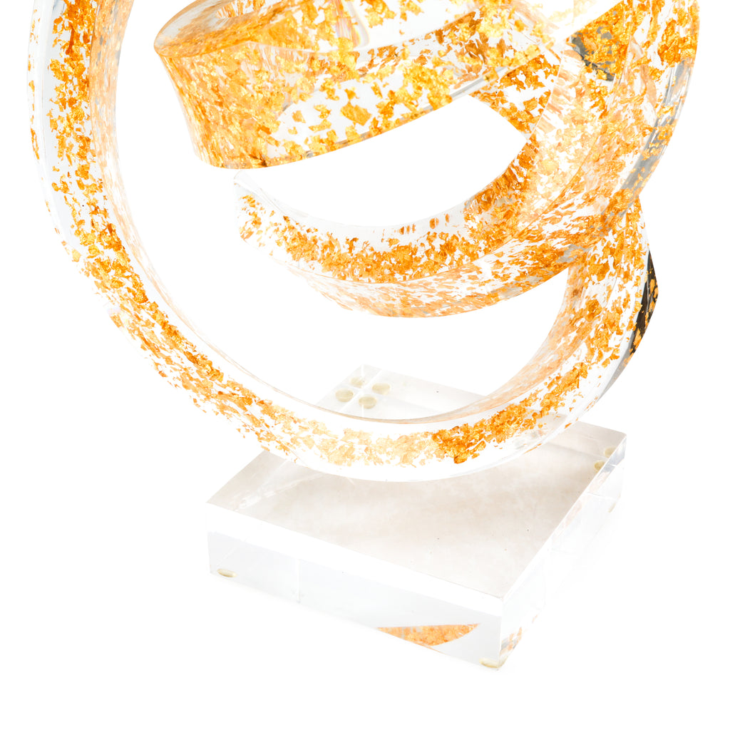 Gold Flake Twisted Lucite Sculpture (A+D)