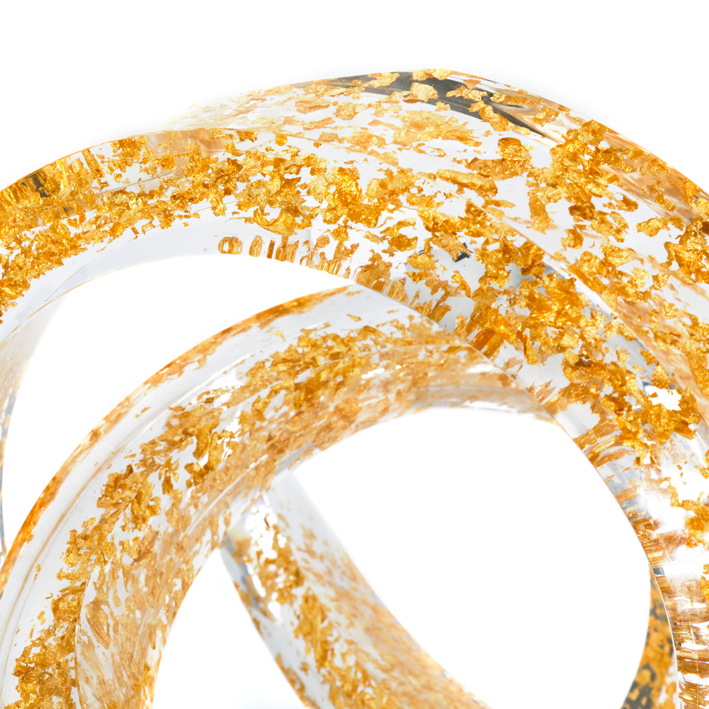Gold Flake Twisted Lucite Sculpture (A+D)