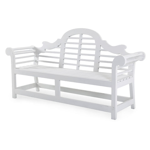 White Wooden Slatted Outdoor Bench
