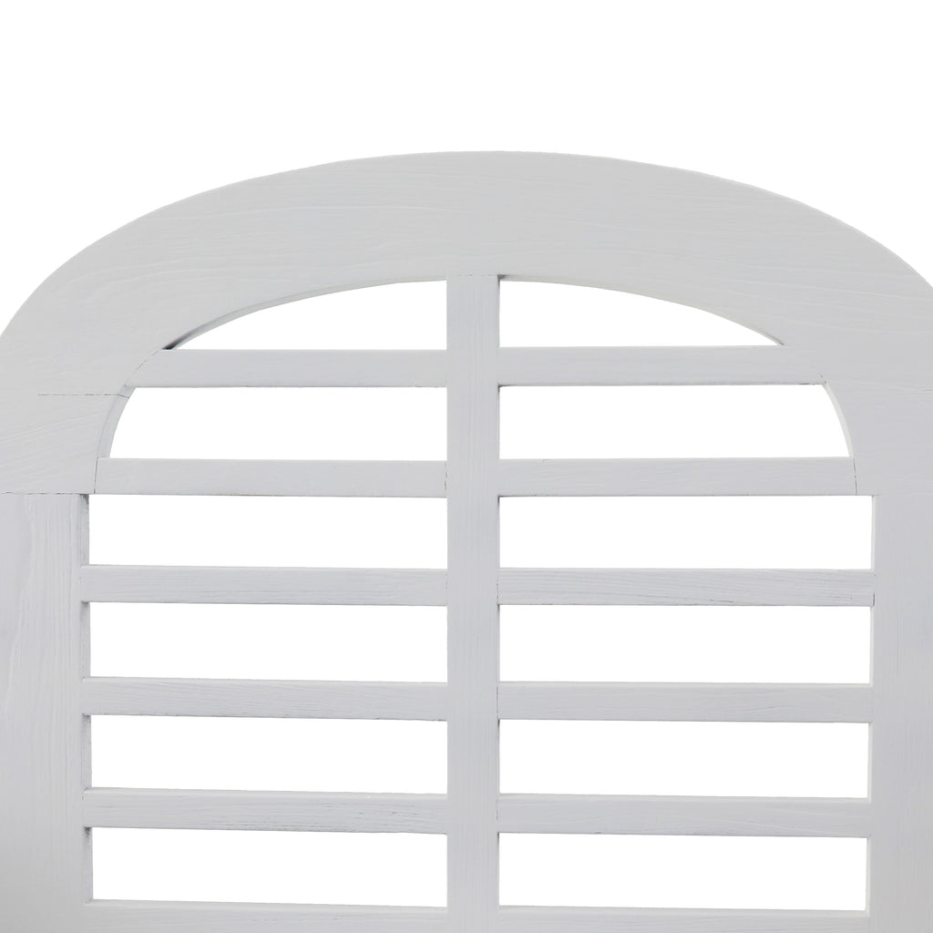 White Wooden Slatted Outdoor Bench