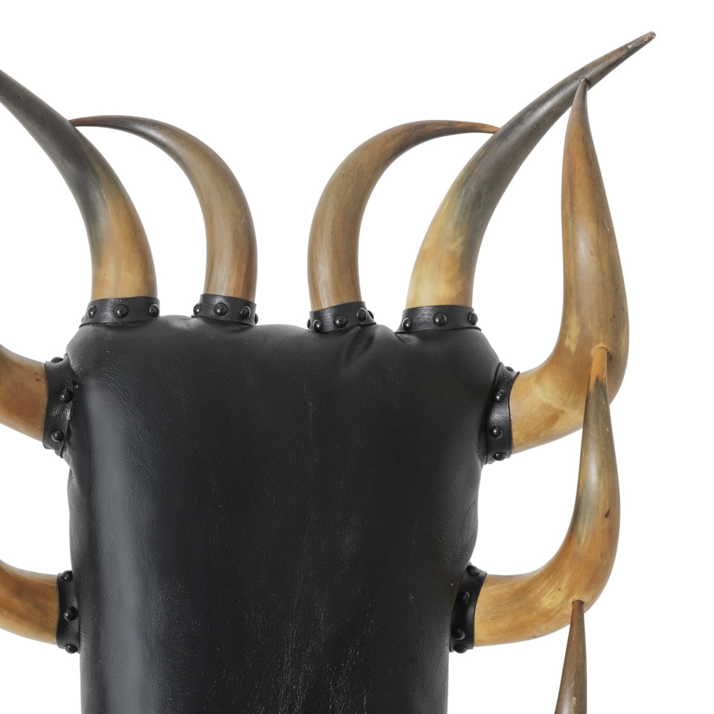Black Leather Horns Rocking Chair