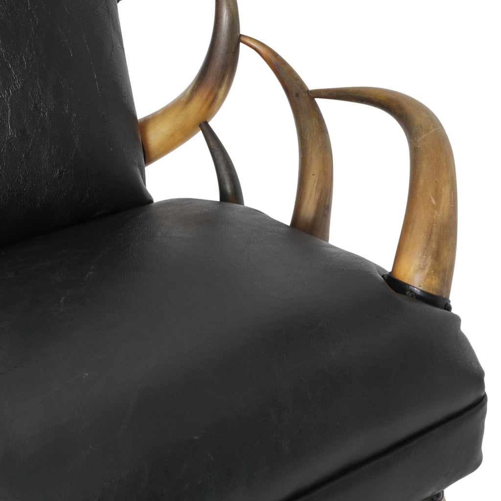 Black Leather Horns Rocking Chair