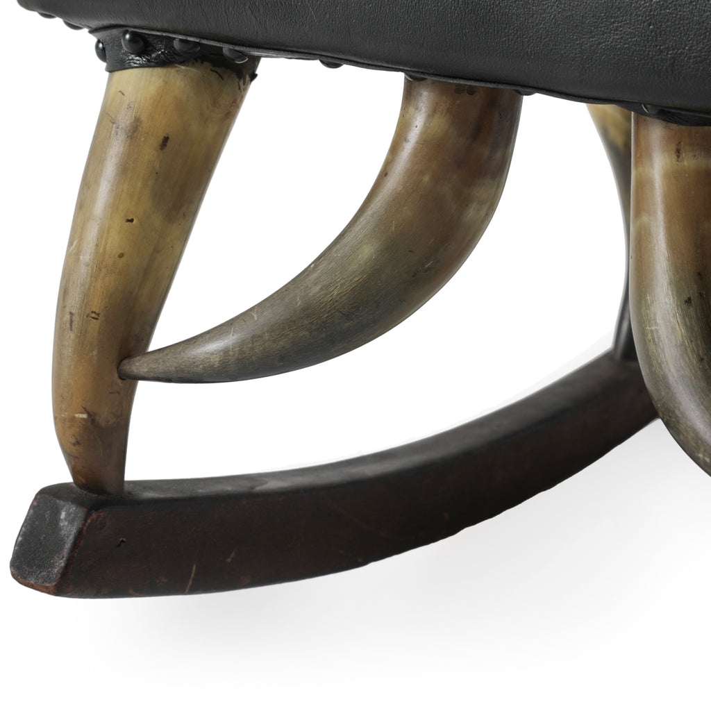 Black Leather Horns Rocking Chair
