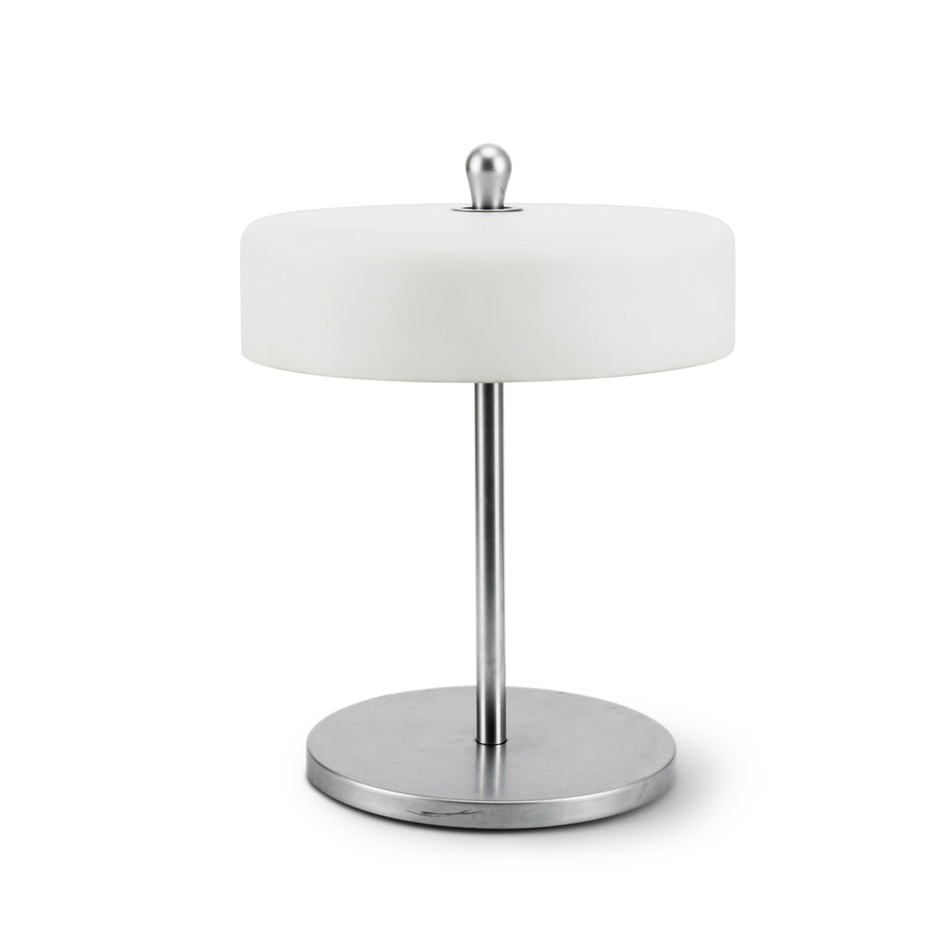 White / Chrome Round Table Lamp