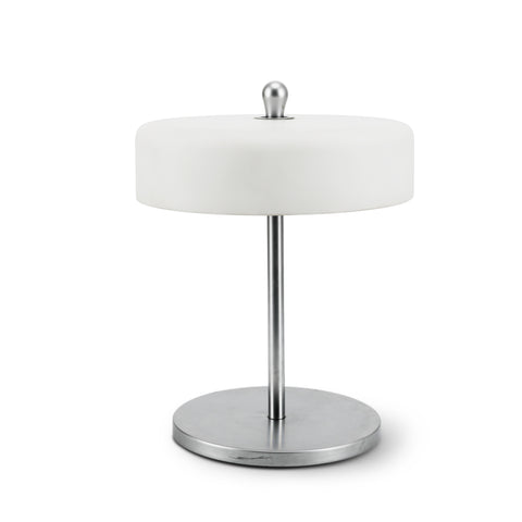 White / Chrome Round Table Lamp