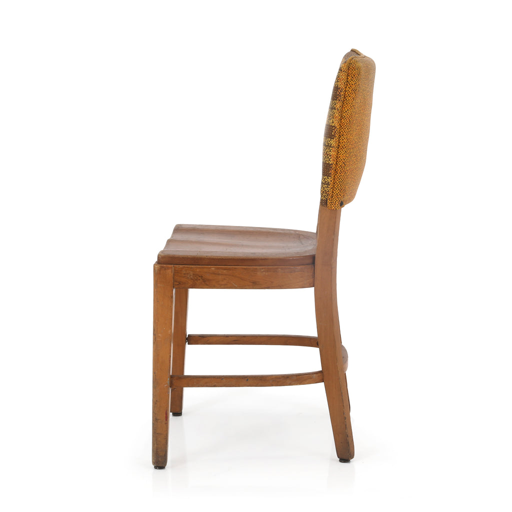 Plaid Vinyl & Wood Dining Chairs