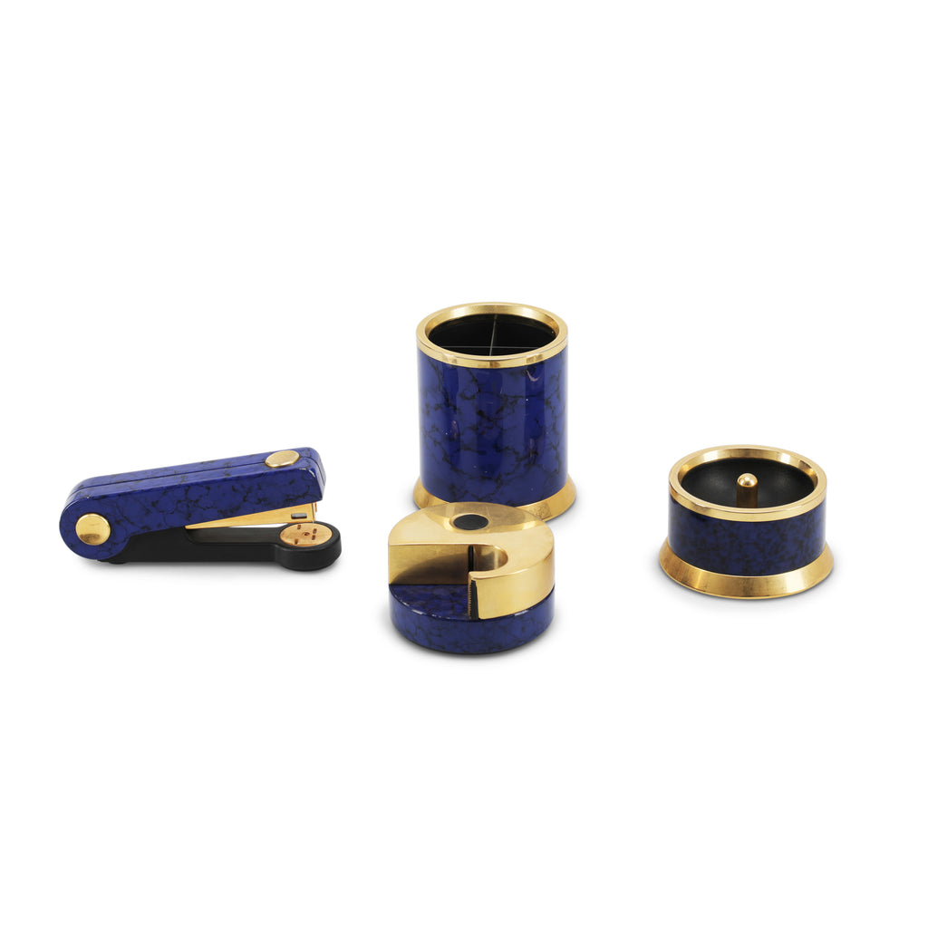 Blue / Brass Office Set