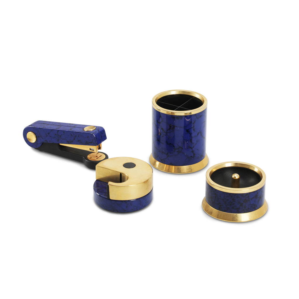 Blue / Brass Office Set