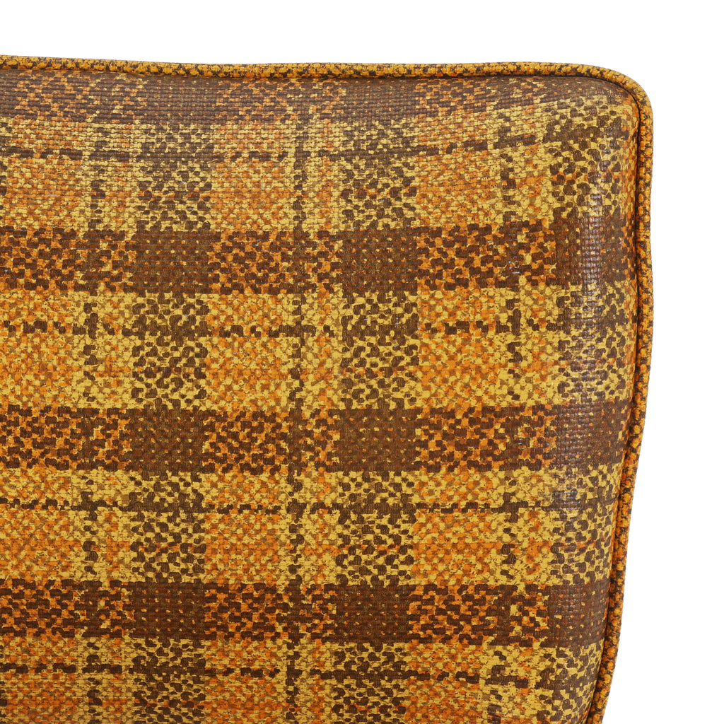 Plaid Vinyl & Wood Dining Chairs