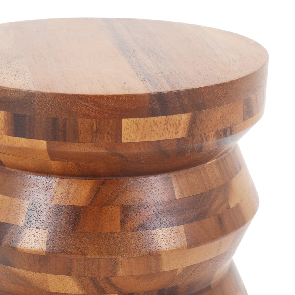 Zig Zag Drum Wood Pedestal / Side Table