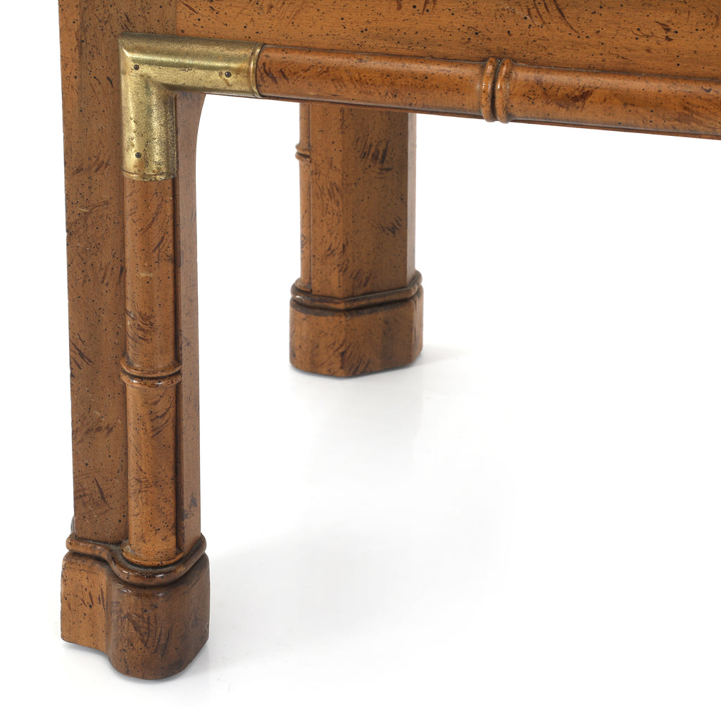 Brown Wood & Cane Side Tables