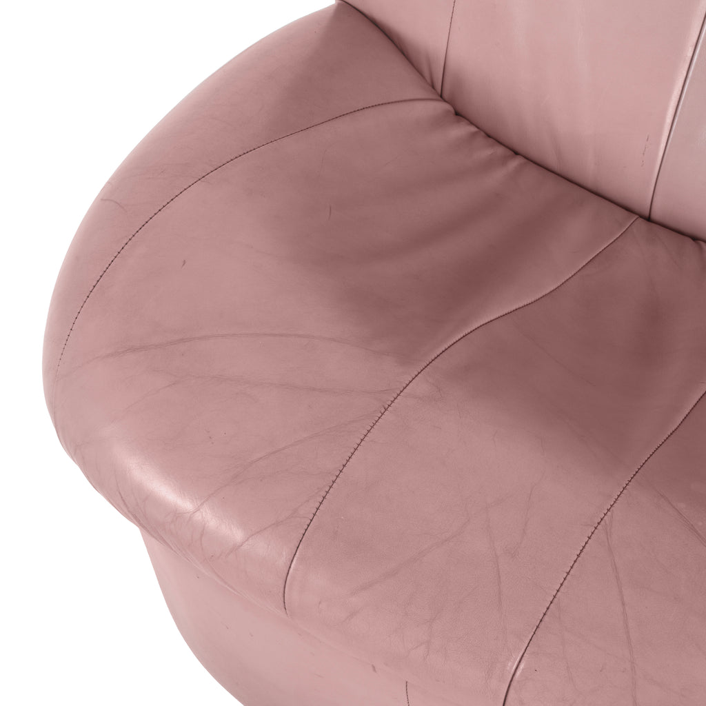 Dusty Pink Leather Lounge Chair