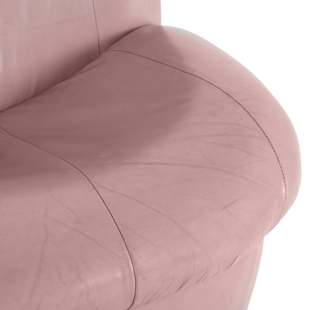Dusty Pink Leather Lounge Chair