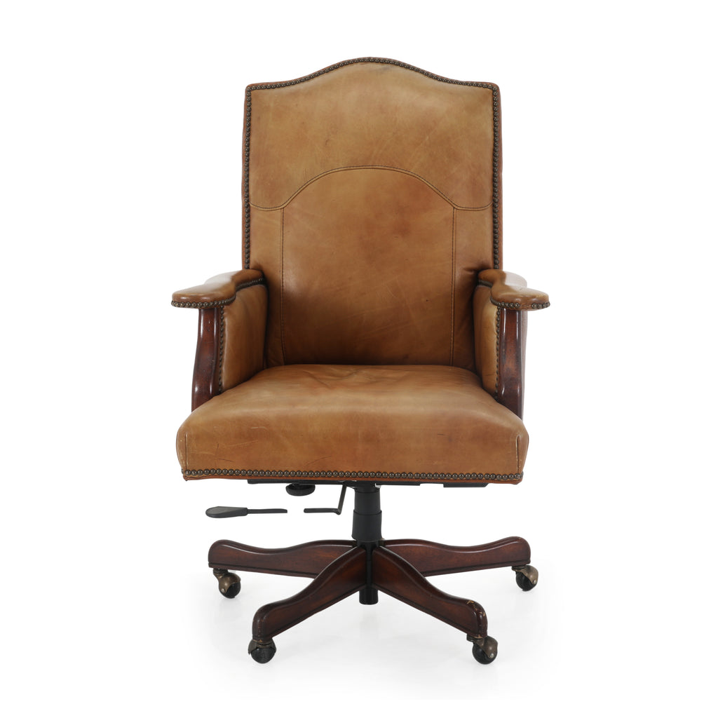Brown Leather Studded Executive Chair