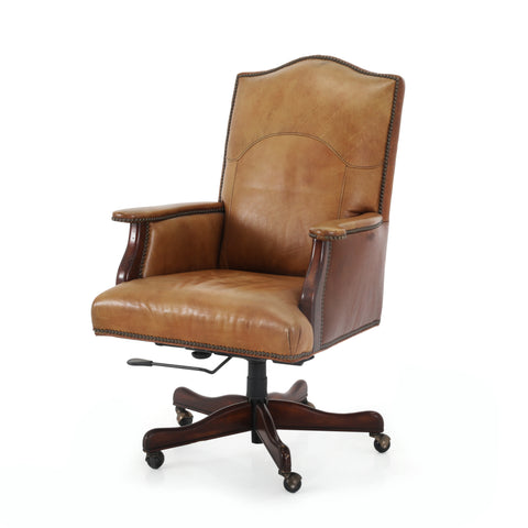 Brown Leather Studded Executive Chair