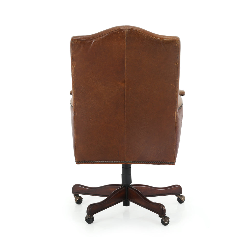 Brown Leather Studded Executive Chair