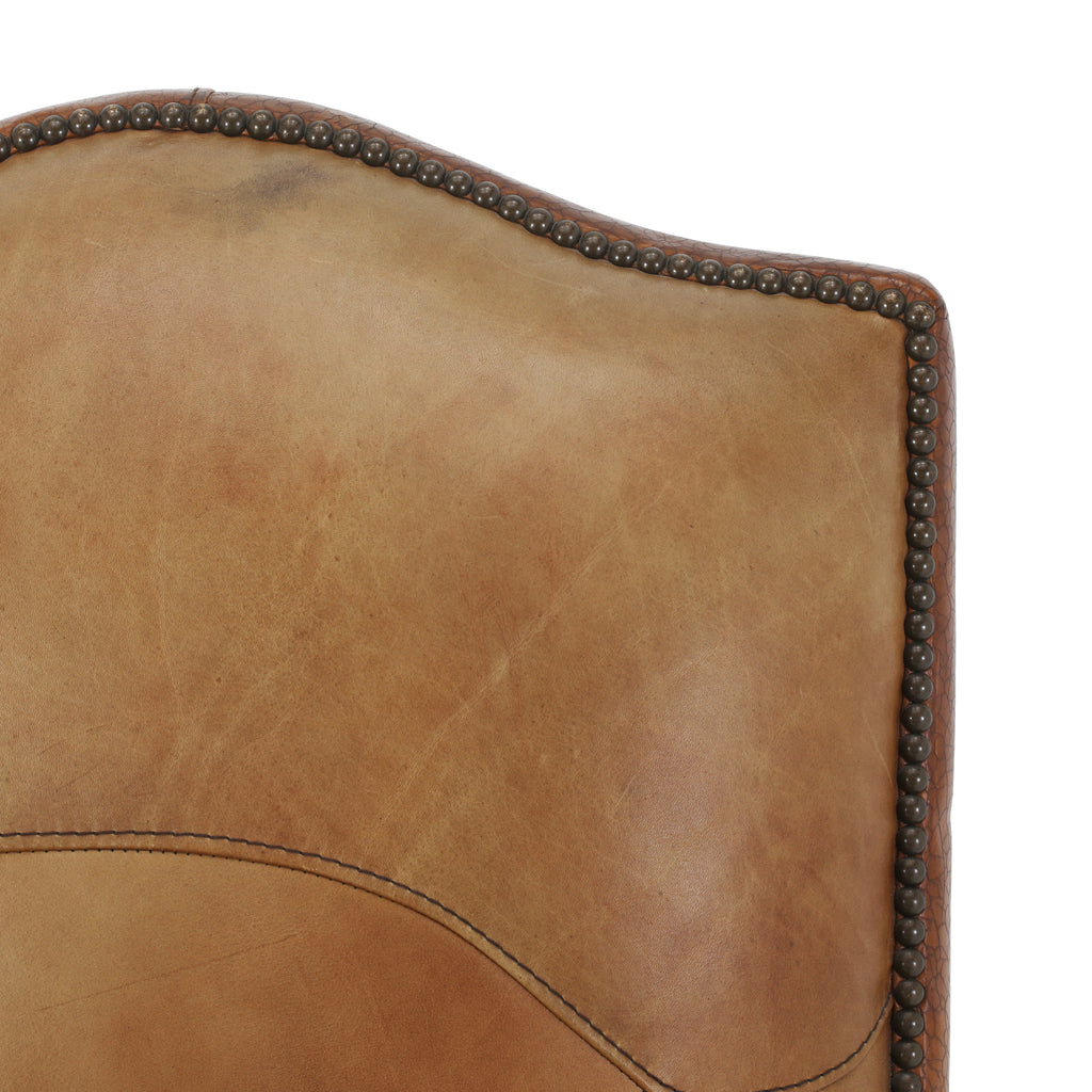 Brown Leather Studded Executive Chair