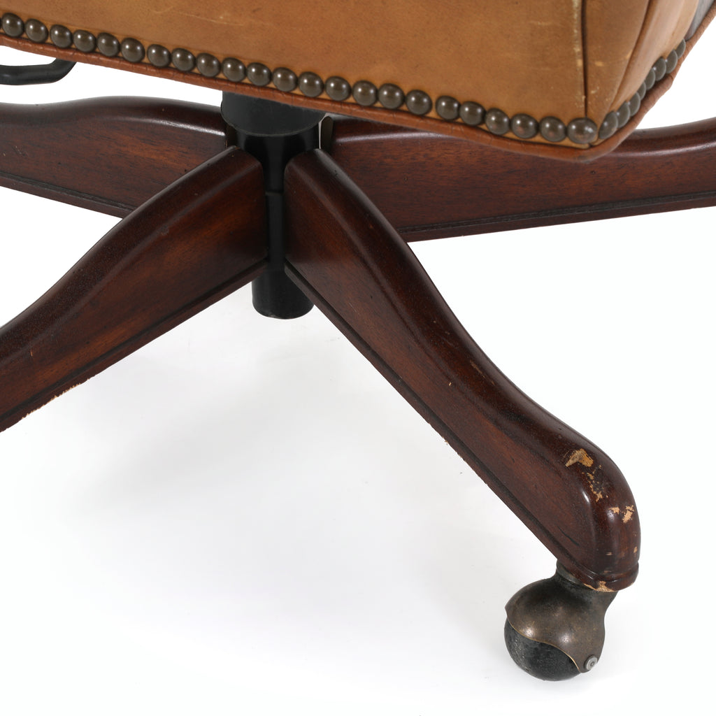Brown Leather Studded Executive Chair