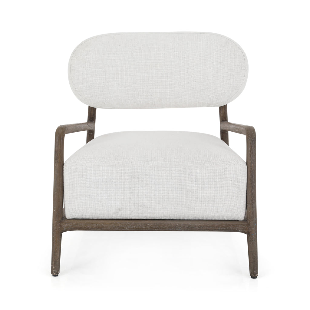 White Arm Chair w/ Dark Wood Frame