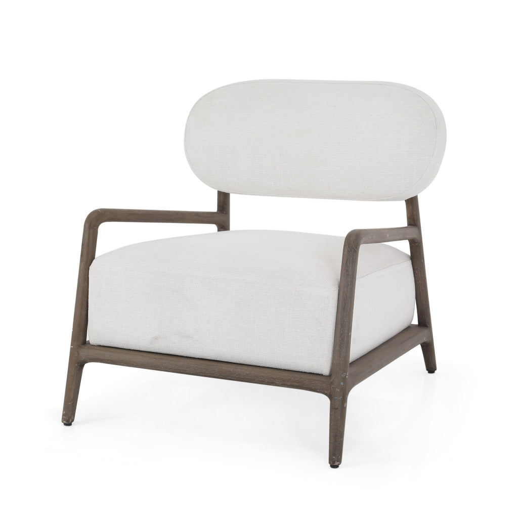 White Arm Chair w/ Dark Wood Frame