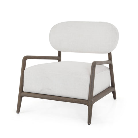White Arm Chair w/ Dark Wood Frame