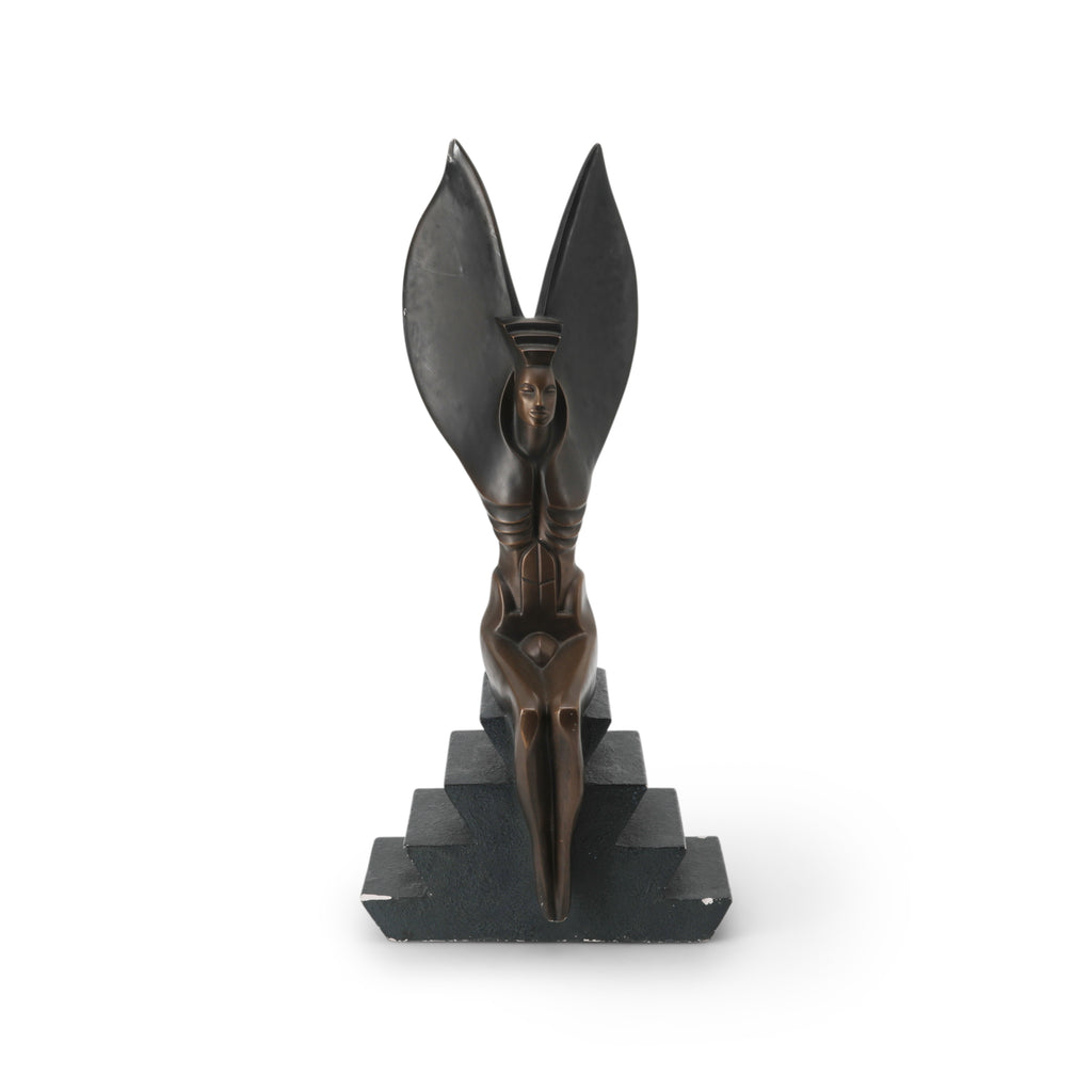 Winged Deity Bronze Table Sculptures / Bookends (Pair)