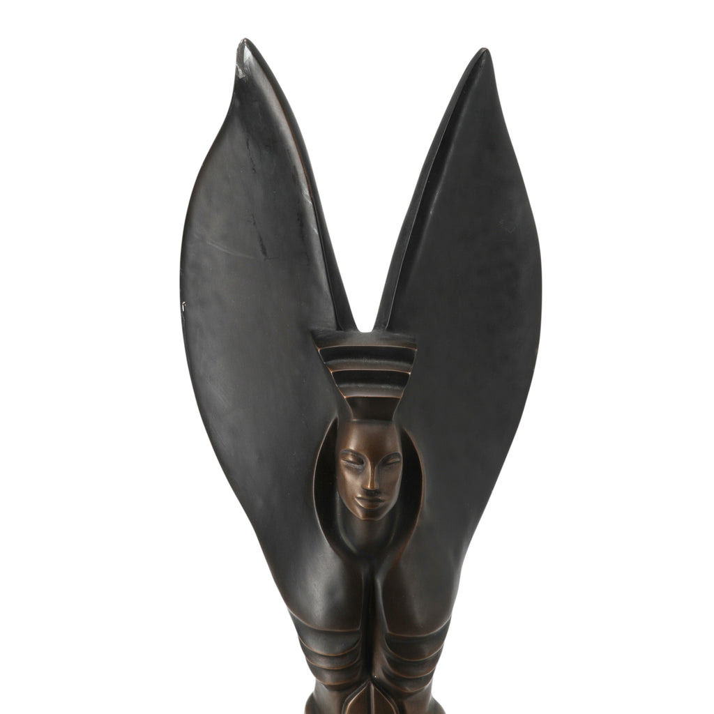Winged Deity Bronze Table Sculptures / Bookends (Pair)