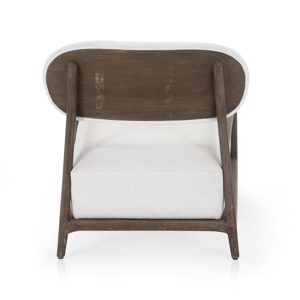 White Arm Chair w/ Dark Wood Frame
