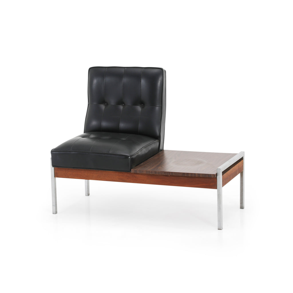 Vintage Black Leather Chair w/ Side Table