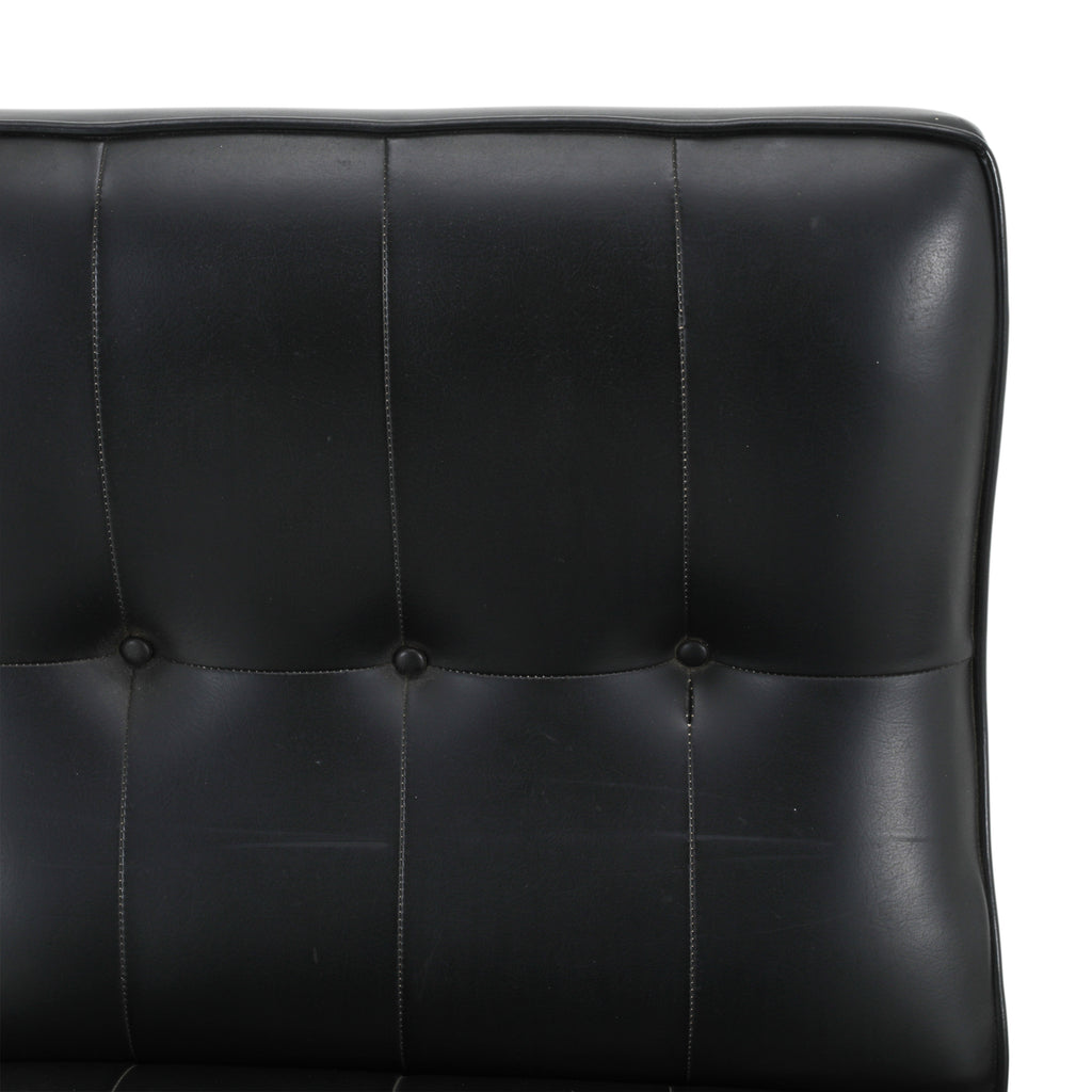 Vintage Black Leather Chair w/ Side Table