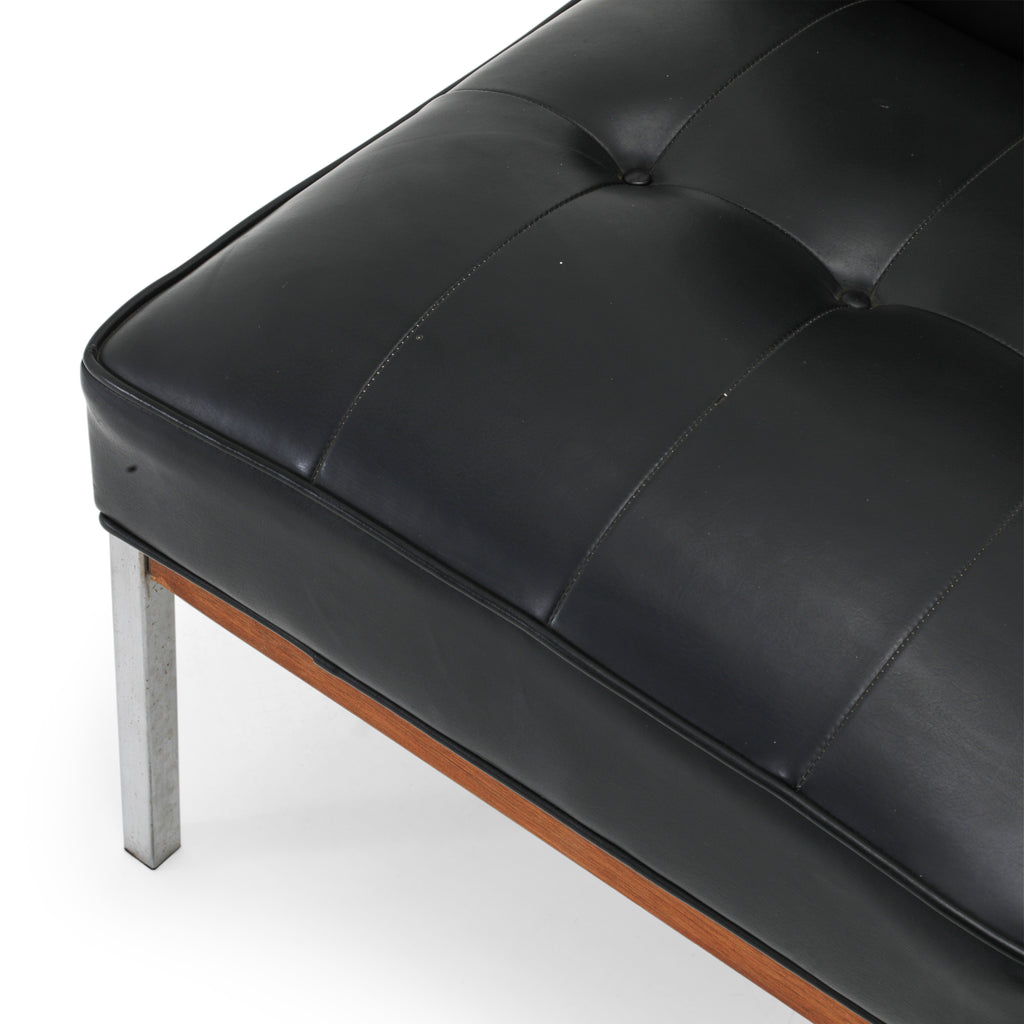 Vintage Black Leather Chair w/ Side Table