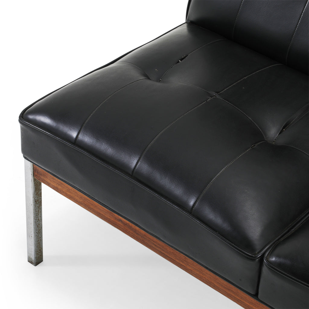 Vintage Black Leather 4-Seater Sofa