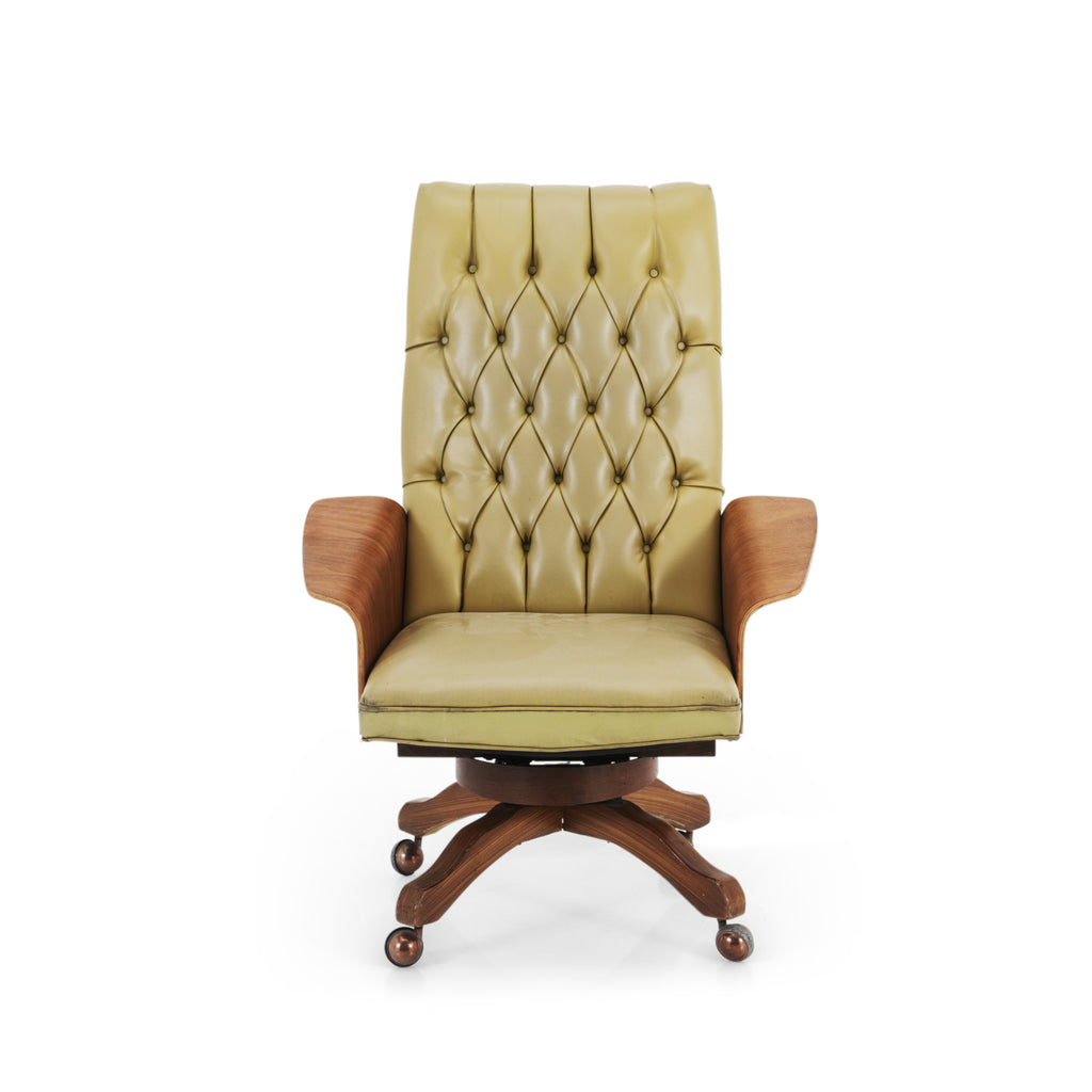 Tufted Tan Leather / Bentwood Executive Chair